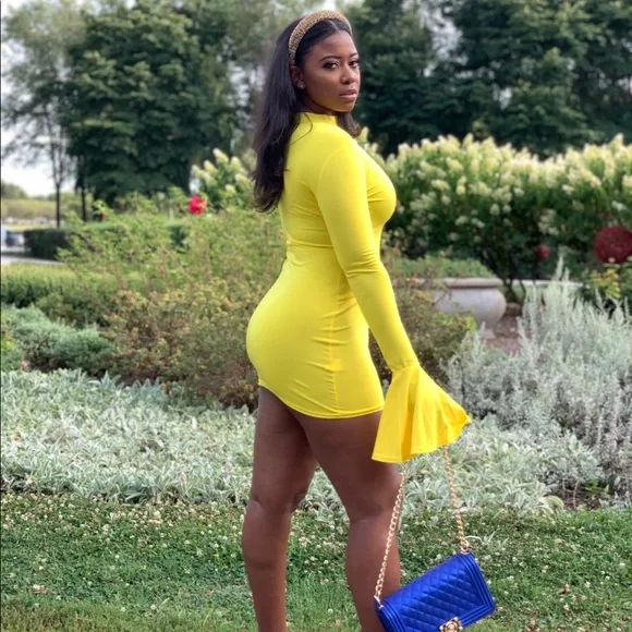 Long Flare Sleeve Mini Dress | Color: Yellow | Size: M | Eppsb0890's Closet Long Flare Sleeve Mini Dress | Color: Yellow | Size: M | Eppsb0890's Closet